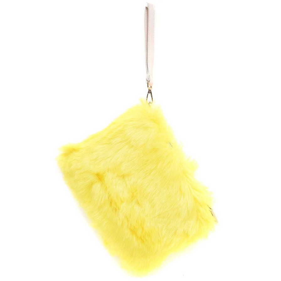 Bags Voila | Furry Clutch Yellow