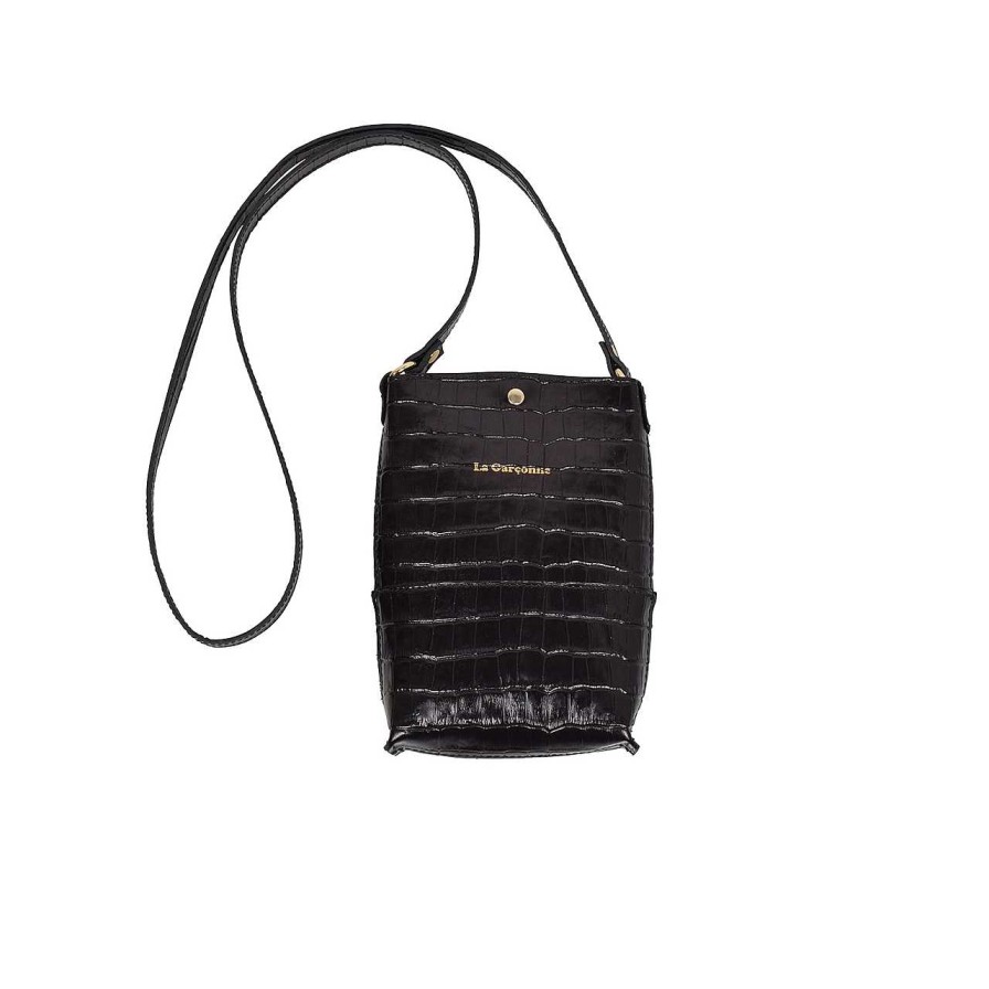 Bags La Garçonne Accessoires | Lucette Cell Phone Bag Croco Negro