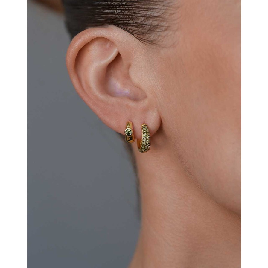 Accessories Philippa Studios | Dome Hoops Peridot Small Earrings Gold Plated