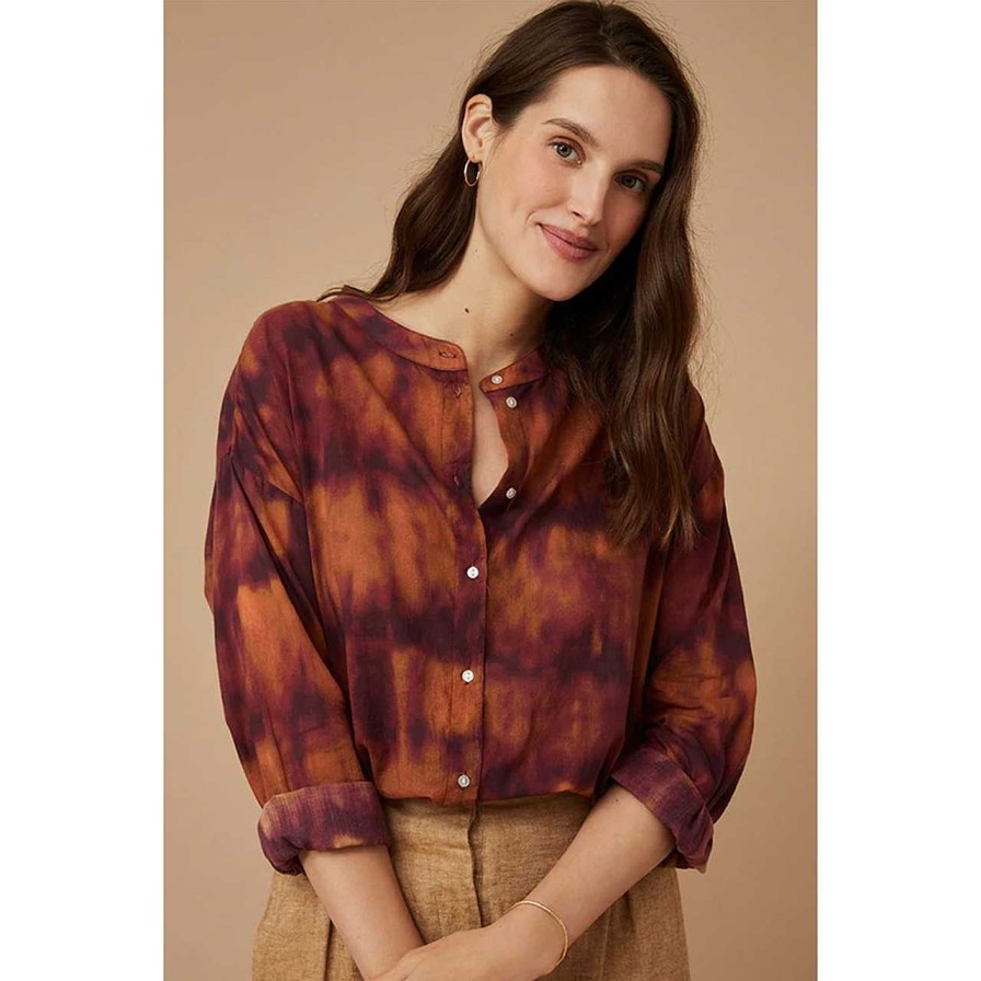 Clothing Harris Wilson | Cassandra Blouse Terracotta Tiedye