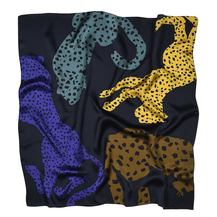 Accessories Sneaky Fox | Gemma Silk Foulard Crown Blue