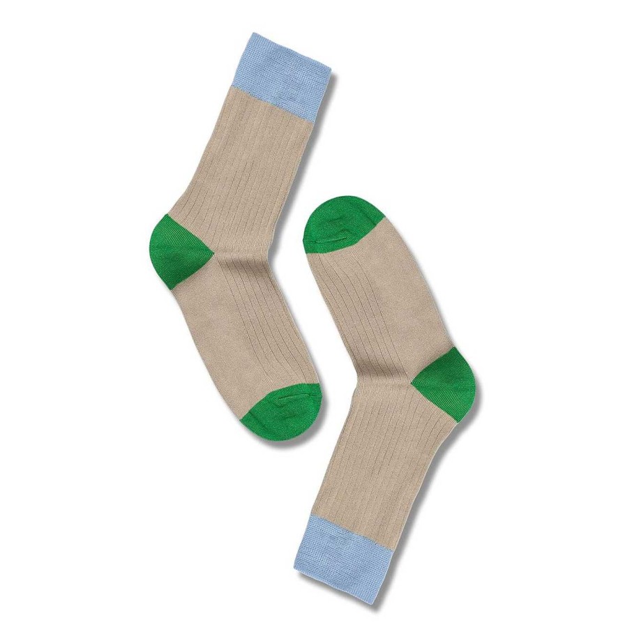 Accessories Note | Women Socks Beige Light Blue Green