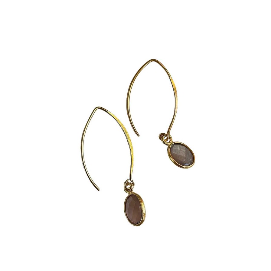 Accessories Atelier Coquet | Hoop Earrings Oval Moonstone Gold