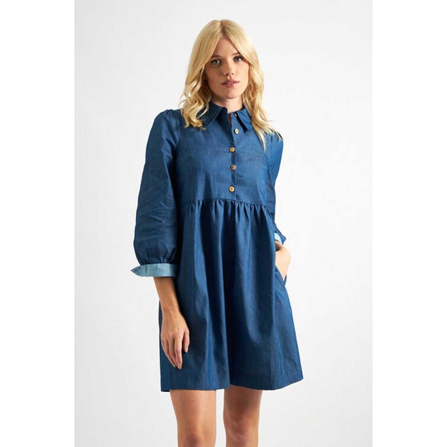 Clothing Louche | Melly Dress Chambray Blue