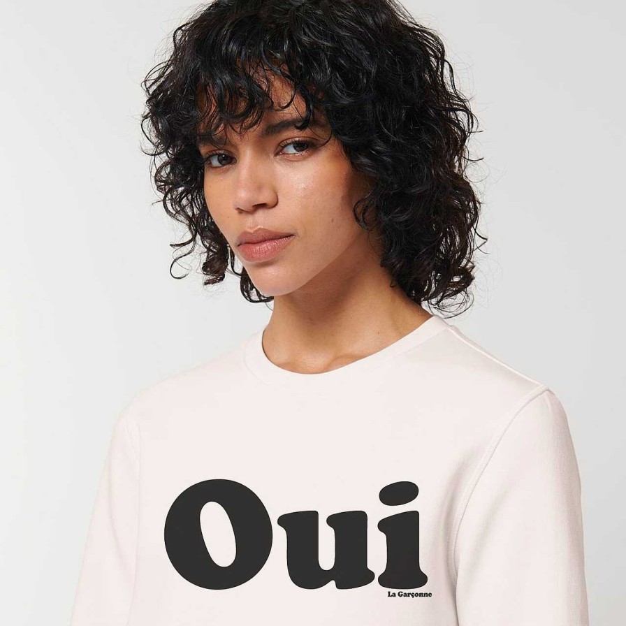 Clothing La Garçonne Vetements | Oui Sweater Vintage White