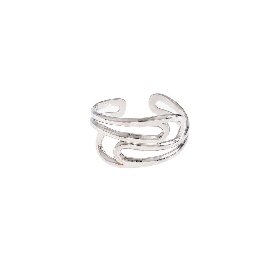 Accessories La Garçonne Bijoux | Abstract Finger Ring Stainless Steel Silver