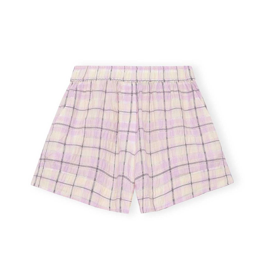 Clothing Ganni | Seersucker Shorts Orchid Bloom