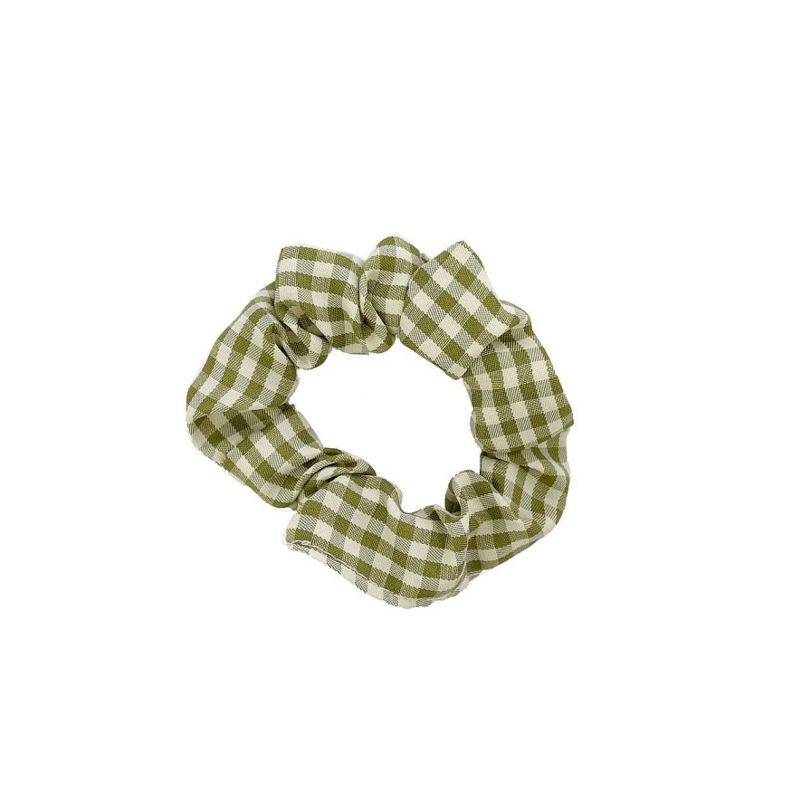 Accessories Voila | Mini Check Scrunchie Green