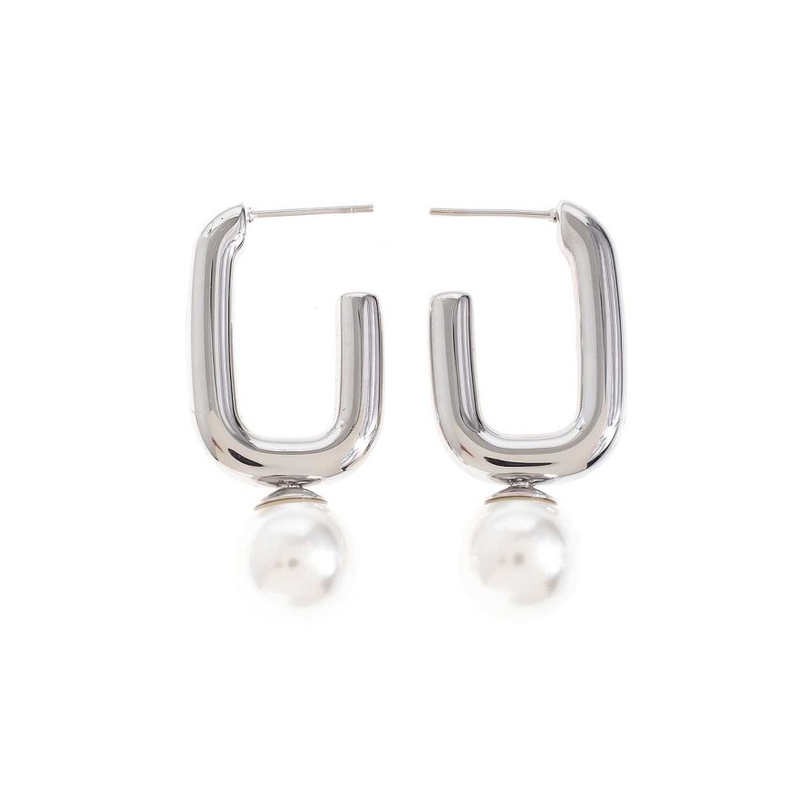 Accessories La Garçonne Bijoux | Pearl Earrings Stainless Steel Silver