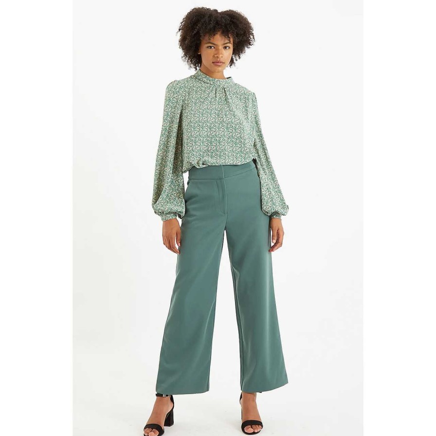 Clothing Louche | Elina Wide Leg Pants Dark Green