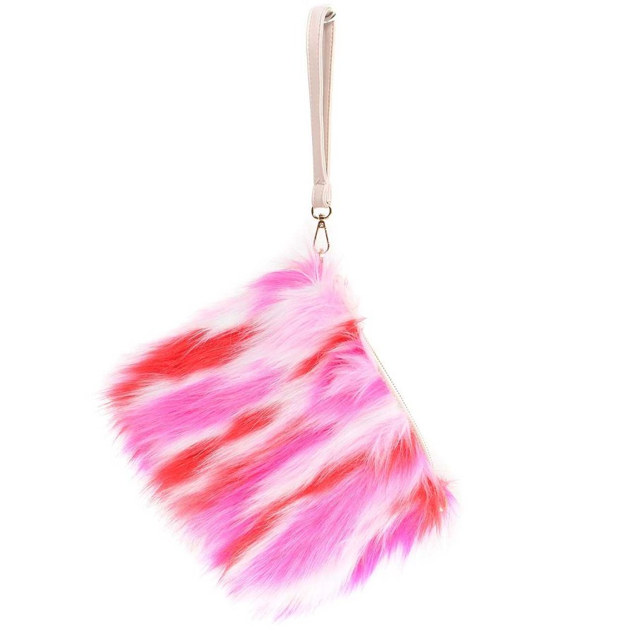 Bags Voila | Furry Clutch Multicolor Pink