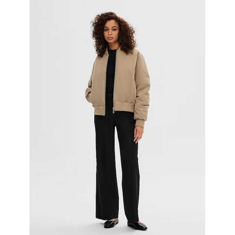 Clothing Selected Femme | Netra Bomber Jacket Greige