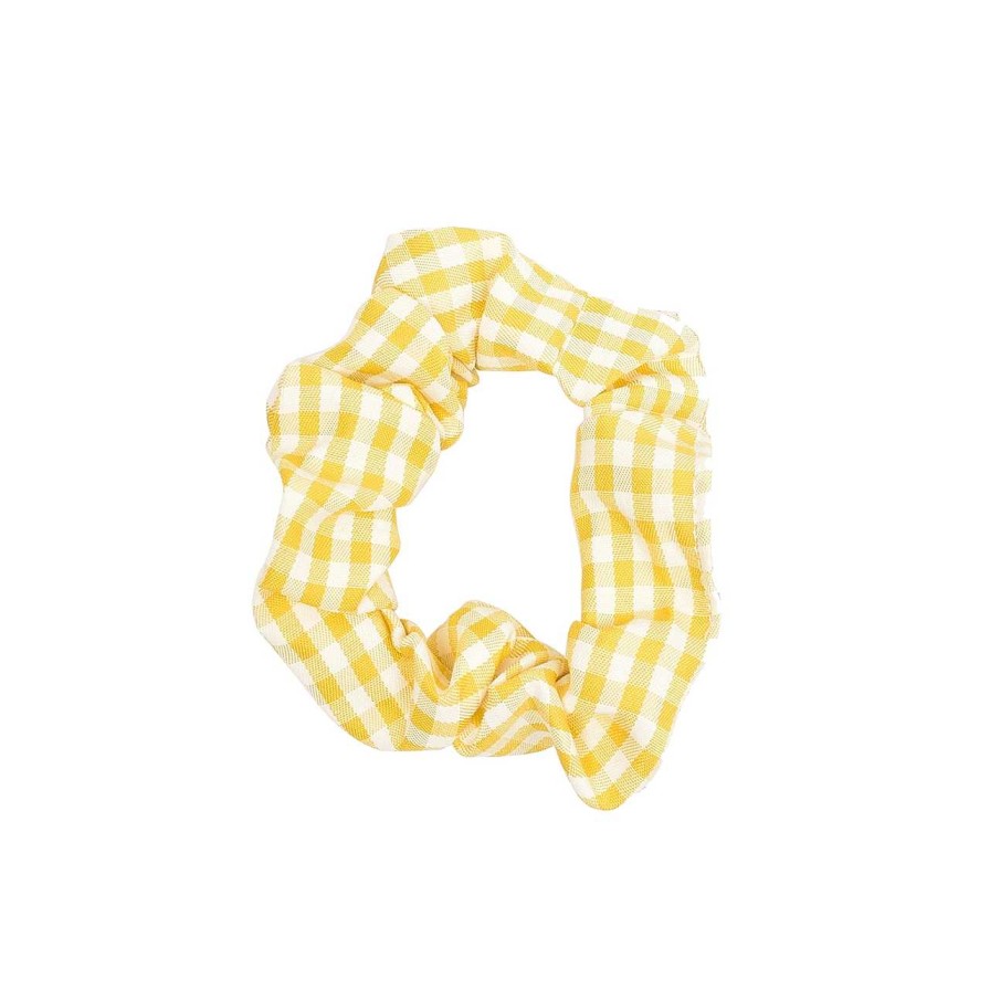 Accessories Voila | Mini Check Scrunchie Mustard