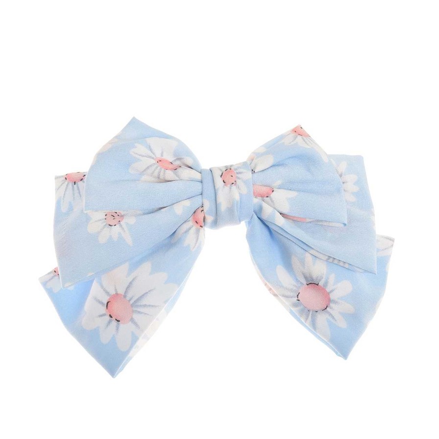 Accessories Voila | Daisy Bow Hair Clip Blue