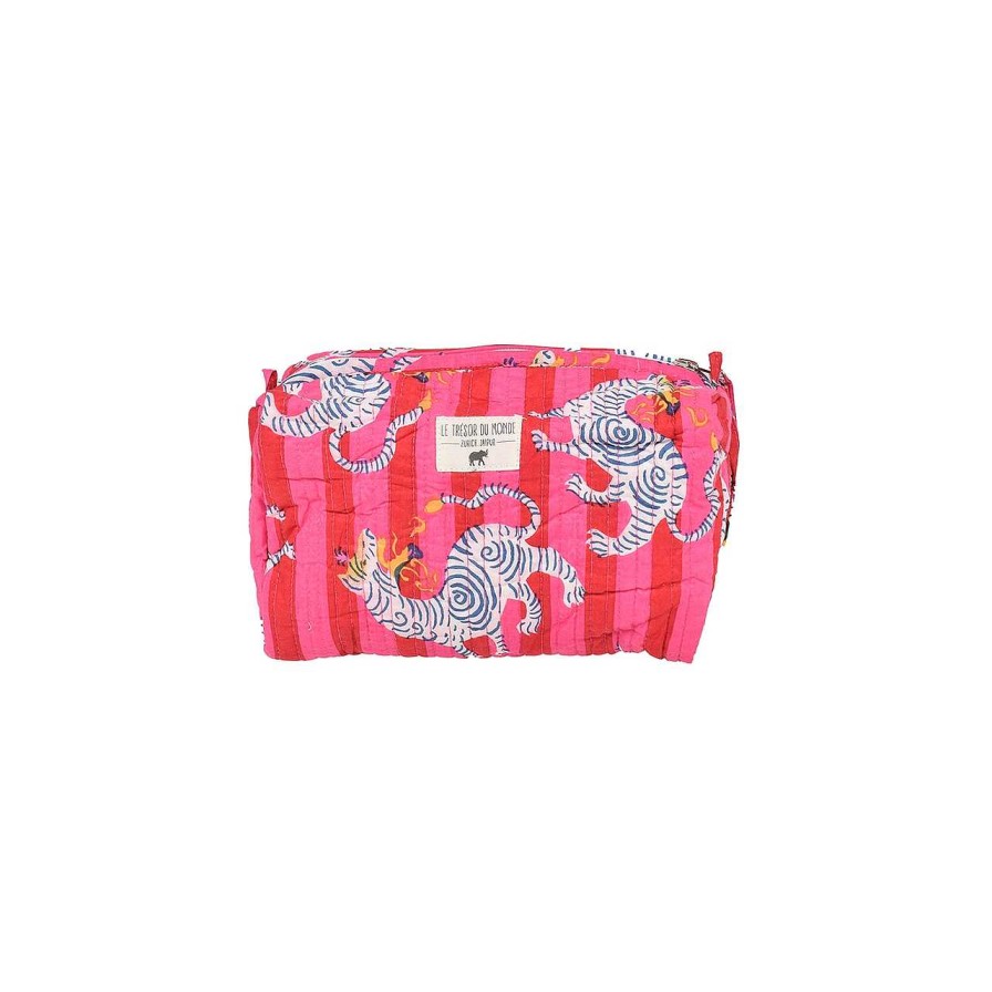 Bags Le Trésor Du Monde | Tiger Small Toiletry Bag Pink Stripes