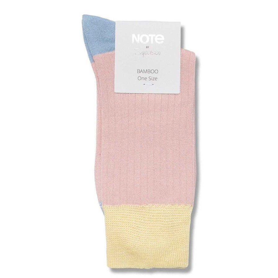 Accessories Note | Women Socks Pink Yellow Light Blue