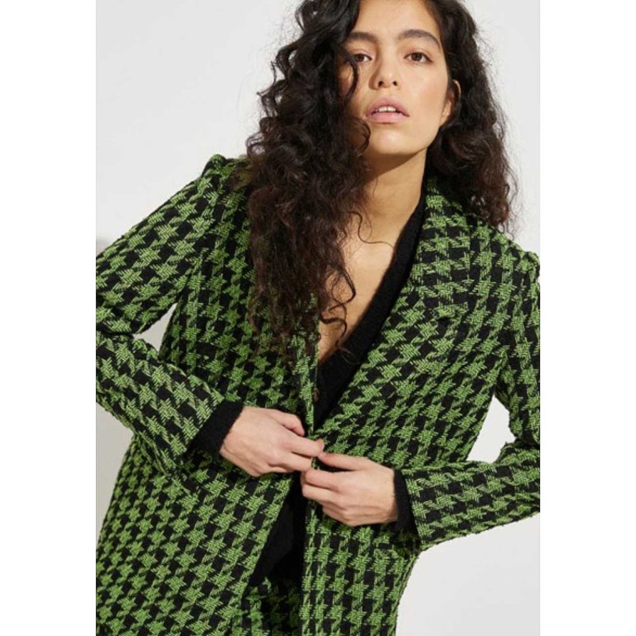 Clothing mbyM | Maeva Blazer Kiwi Houndstooth Check