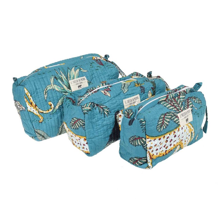 Bags Le Trésor Du Monde | Jungle Large Necessaire Turquoise