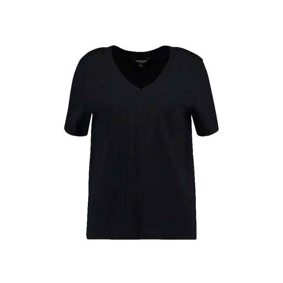 Clothing Selected Femme | Standard V-Neck T-Shirt Black