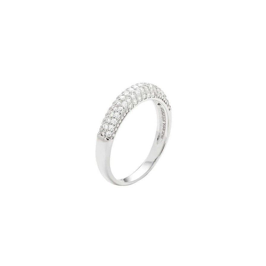 Accessories Philippa Studios | Dome Slim Pave Ring White Silver