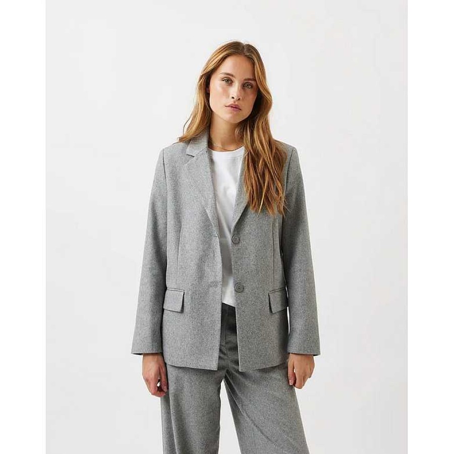 Clothing Minimum | Brikka Blazer Light Gray Melange