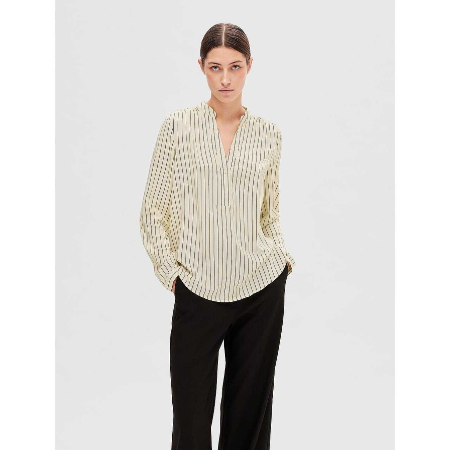 Clothing Selected Femme | Mivi Blouse Birch Black Stripes