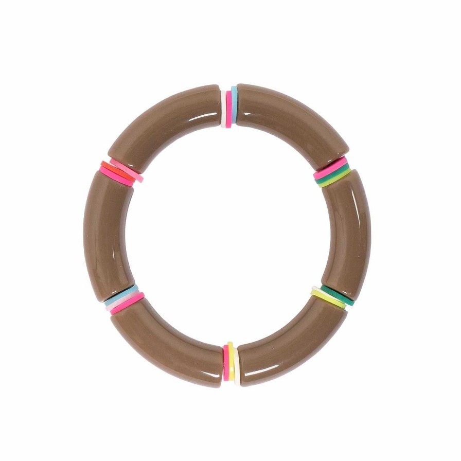 Accessories Voila | Bangle Bracelet Rainbow Taupe