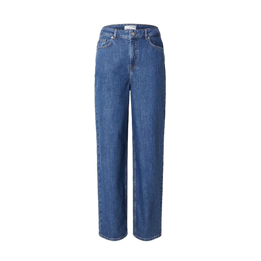 Clothing Selected Femme | Bella Barrel Jeans Medium Blue Denim