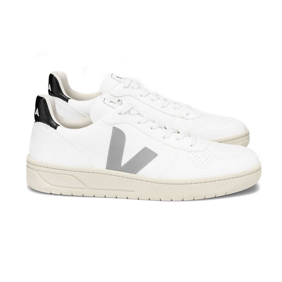 Shoes Veja | V-10 Cwl Sneaker White Oxford Gray Black