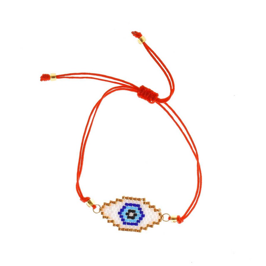 Accessories Voila | Golden Lucky Eye Bracelet Blue