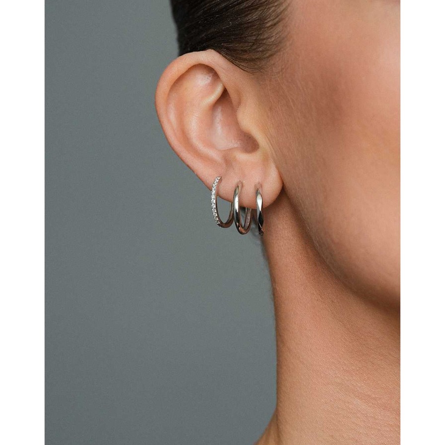 Accessories Philippa Studios | Unika Hoops Large Earrings Silver