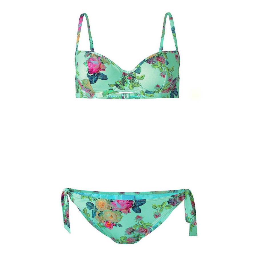 Clothing Paula | Sicily Bikini Aqua Roses