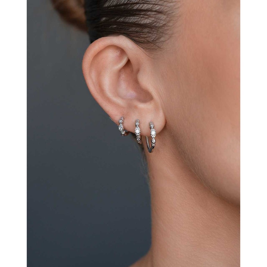 Accessories Philippa Studios | True Pave Medium Earrings White Silver