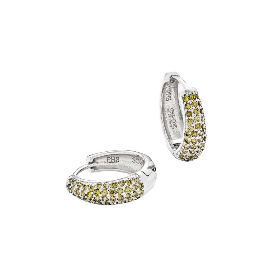 Accessories Philippa Studios | Dome Pave Hoops Medium Earrings Peridot Silver