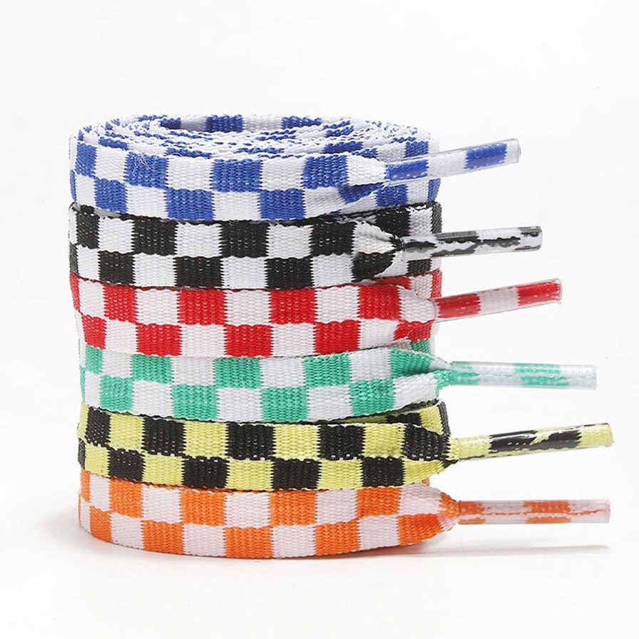 Accessories Voila | Shoelace Checkered Orange / White