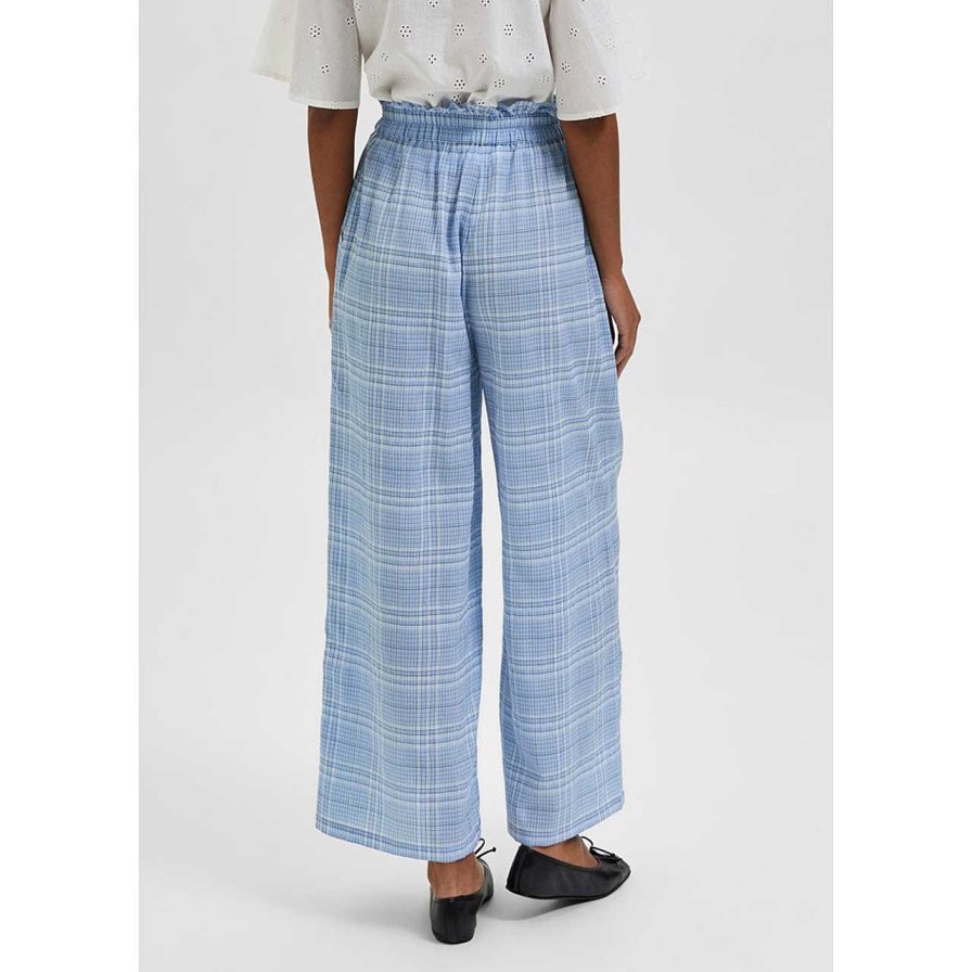 Clothing Selected Femme | Brianna Cropped Pants Blue Bell Check