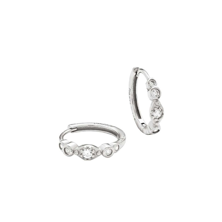 Accessories Philippa Studios | True Pave Medium Earrings White Silver