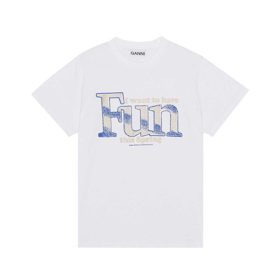 Clothing Ganni | Fun T-Shirt Bright White