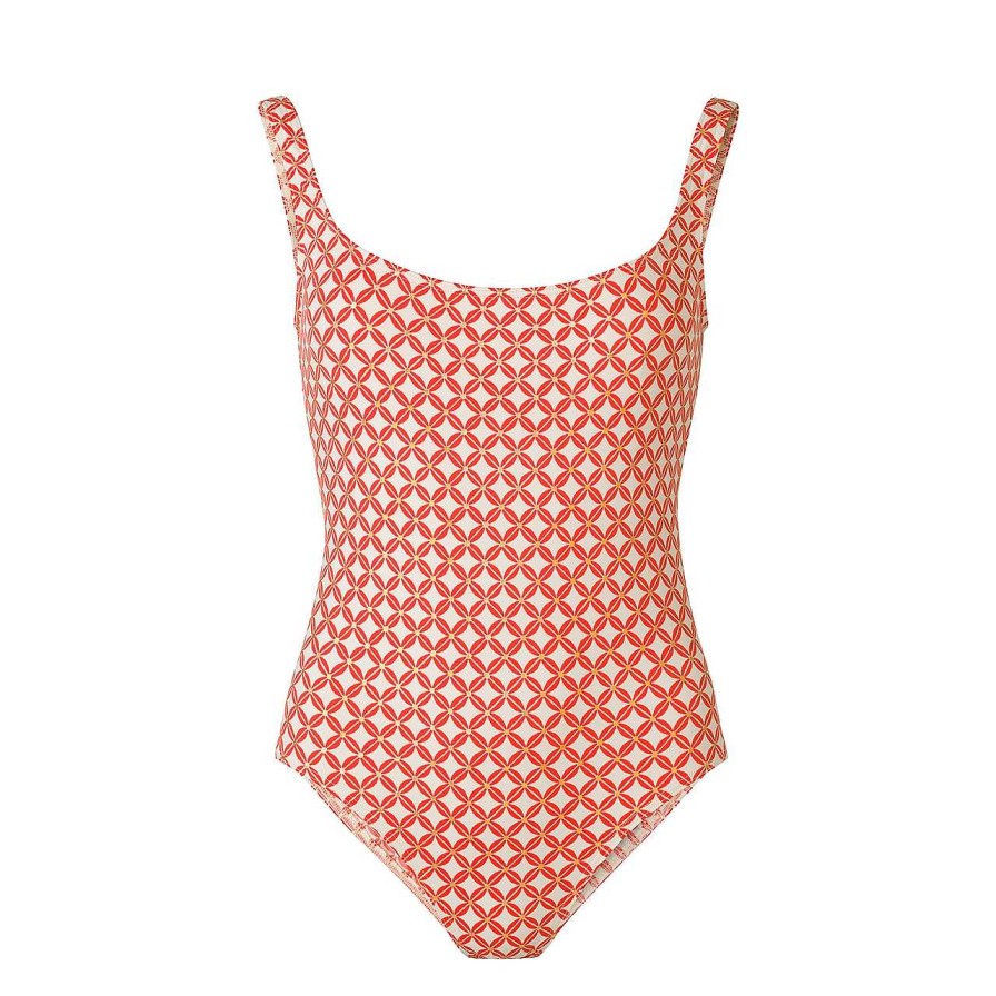 Clothing Paula | Lamu Swimdress Orange Flower Gold