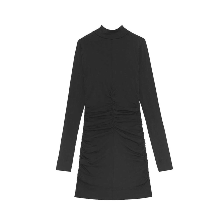 Clothing Ganni | Softwear Turtleneck Mini Dress Black