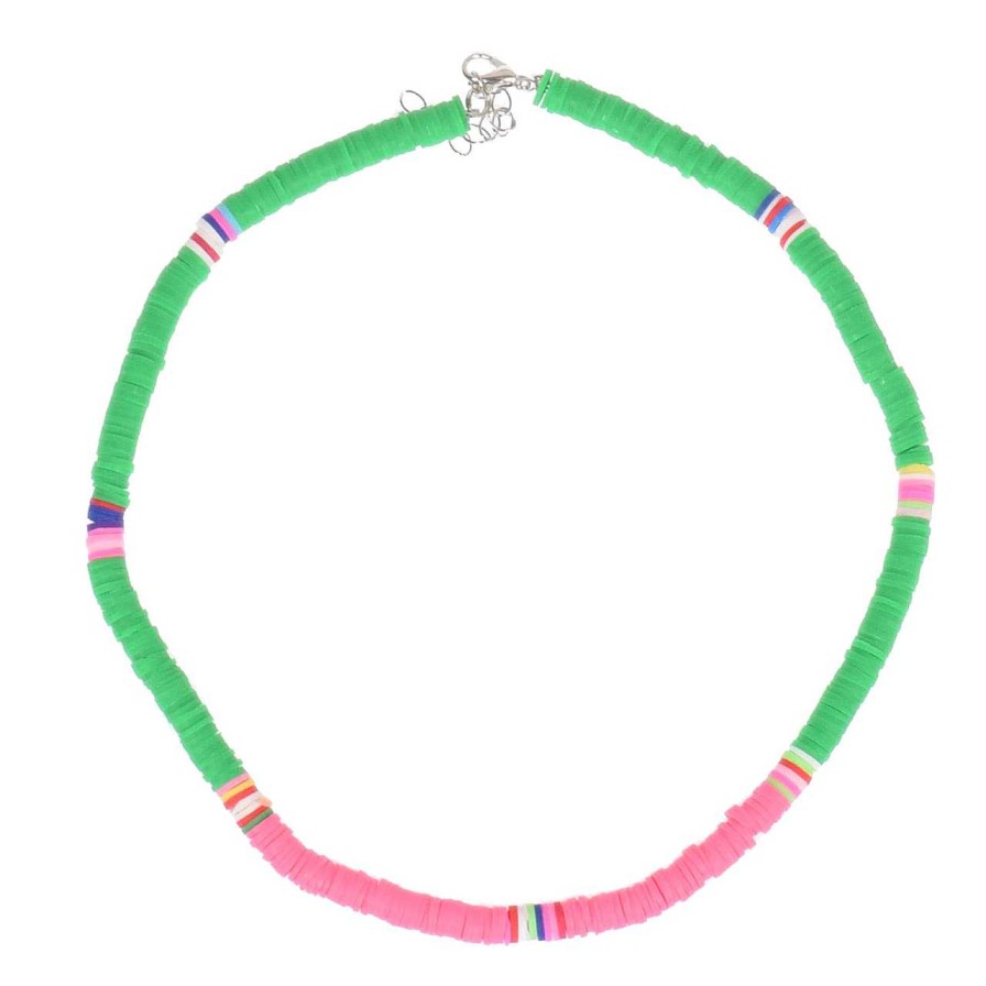 Accessories La Garçonne Bijoux | Biarritz Necklace Vert Et Rose