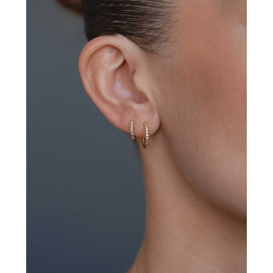 Accessories Philippa Studios | Pave Hoops Small Earrings Champagne Gold Plated