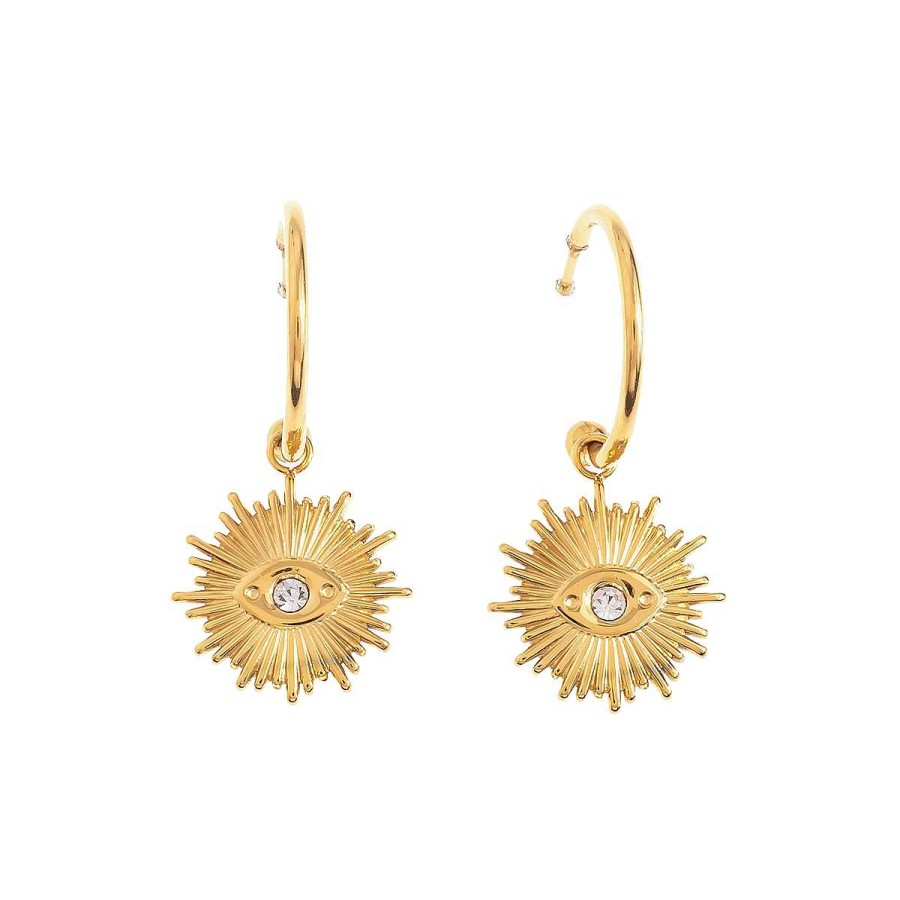 Accessories La Garçonne Bijoux | Eye Earrings Stainless Steel Gold