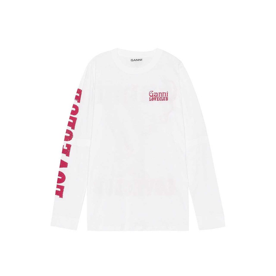 Clothing Ganni | Loveclub Long Sleeve Shirt Bright White