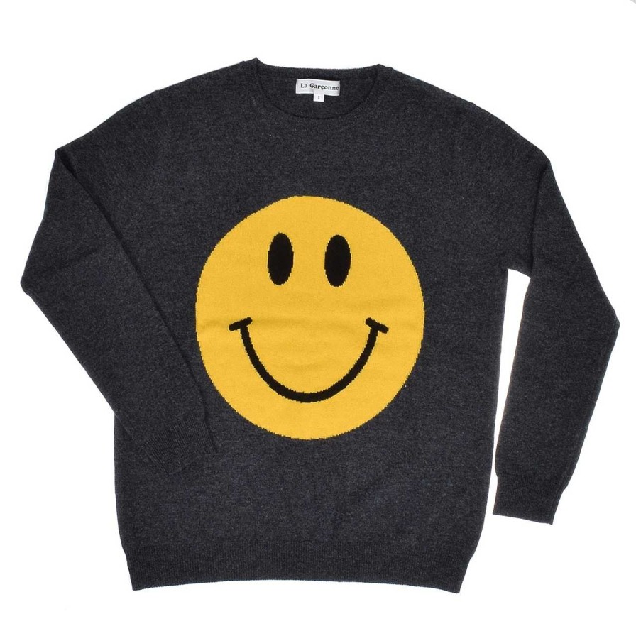 Clothing La Garçonne Vetements | Smiley Knitted Sweater Anthracite