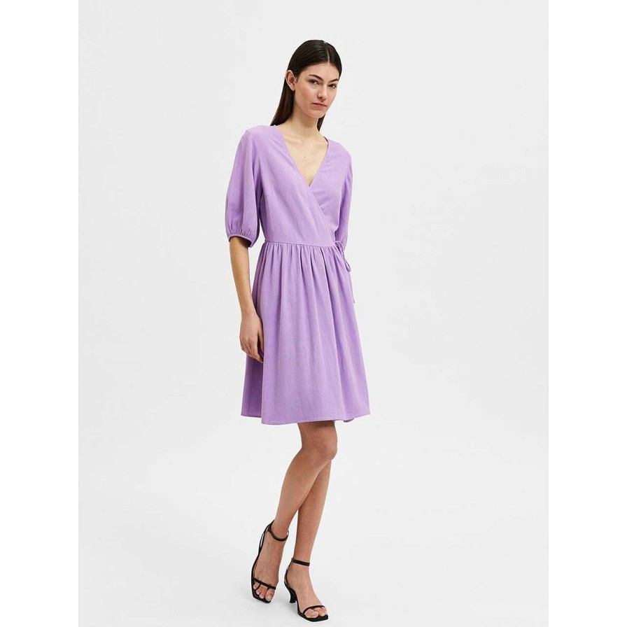 Clothing Selected Femme | Rami Wrap Dress Violet