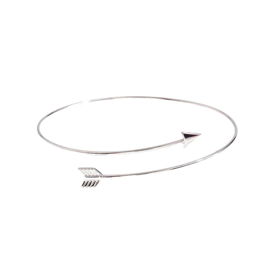 Accessories La Garçonne Bijoux | Arrow Bangle Stainless Steel Silver