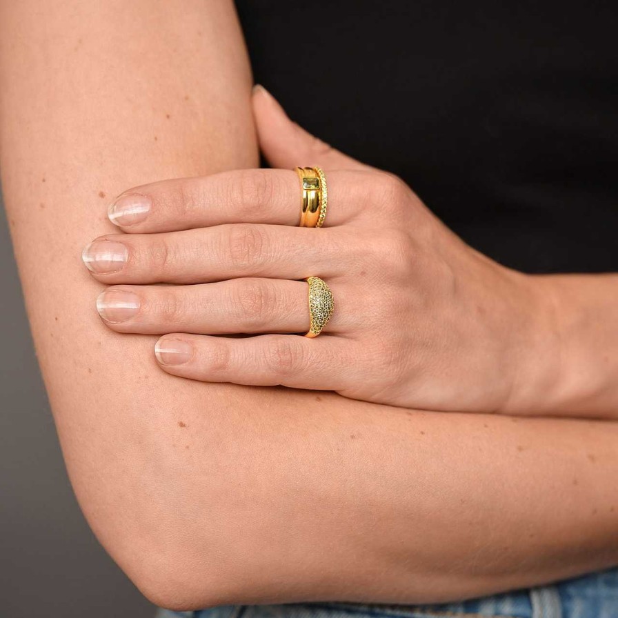 Accessories Philippa Studios | Dome Pave Ring Peridot Gold Plated