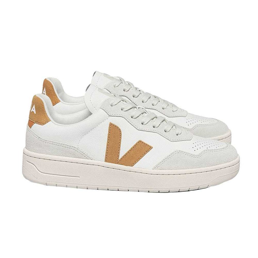 Shoes Veja | V-90 Leather Sneaker Extra White Umber