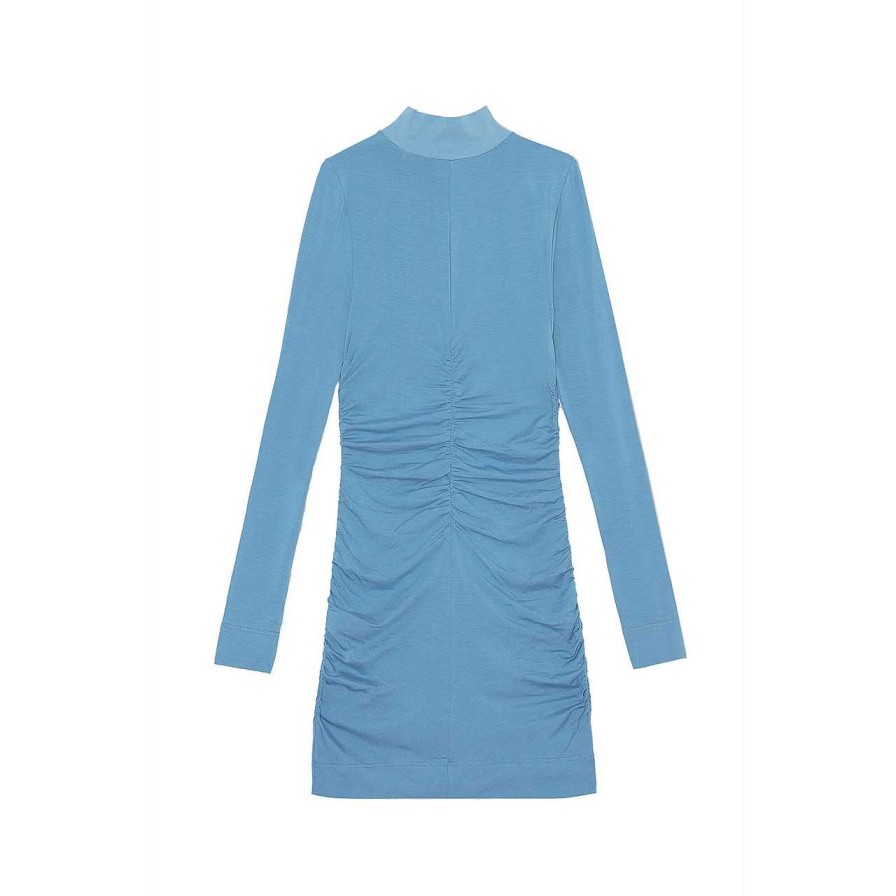 Clothing Ganni | Softwear Turtleneck Mini Dress Azure Blue